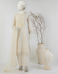 BEIGE DOBBY EMBROIDERED 3PC STITCHED