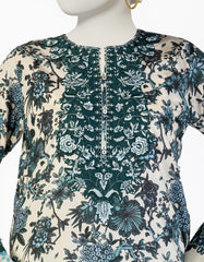 CREAM LAWN EMBROIDERED 3PC STITCHED