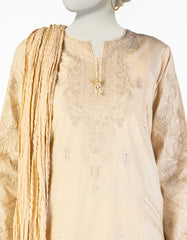 BEIGE LAWN EMBROIDERED 3PC STITCHED
