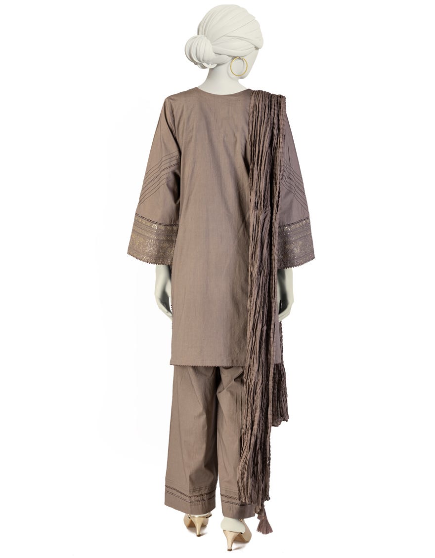 GREY LAWN EMBROIDERED 3PC STITCHED