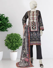 BLACK LAWN EMBROIDERED 3PC STITCHED