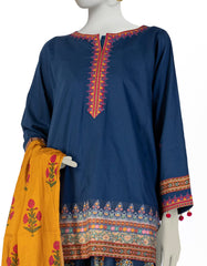 BLUE LAWN EMBROIDERED 3PC STITCHED