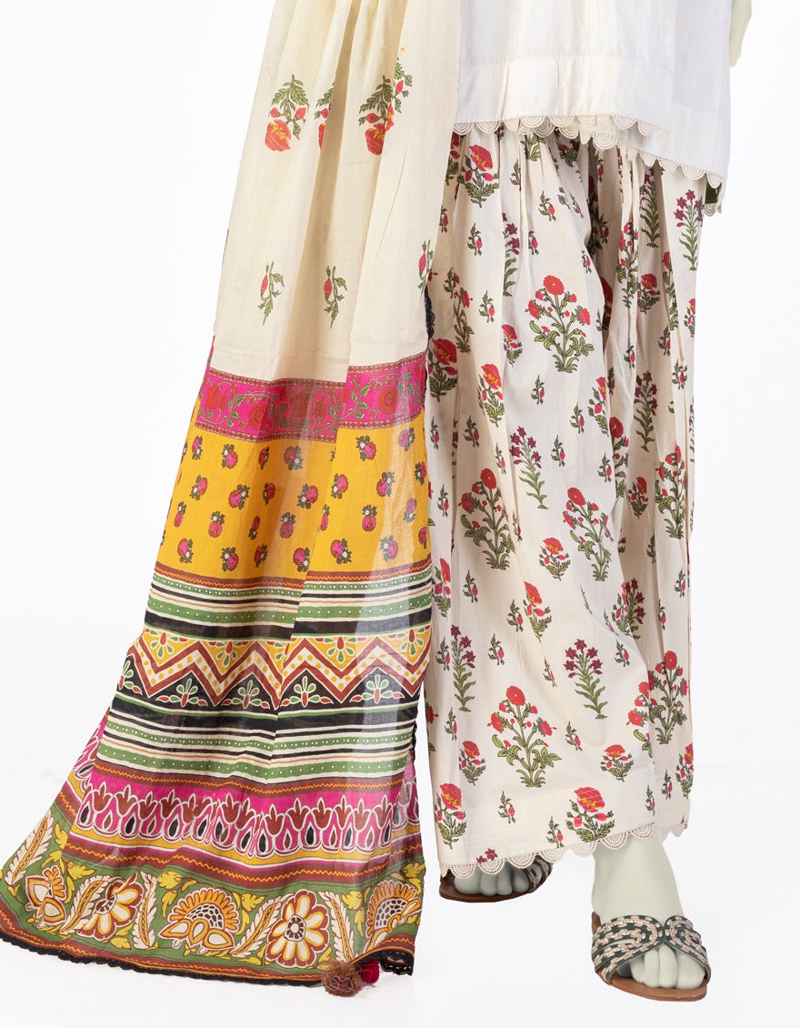 BEIGE LAWN EMBROIDERED 3PC STITCHED
