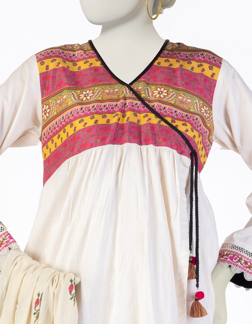 BEIGE LAWN EMBROIDERED 3PC STITCHED