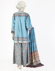 BLUE LAWN EMBROIDERED 3PC STITCHED