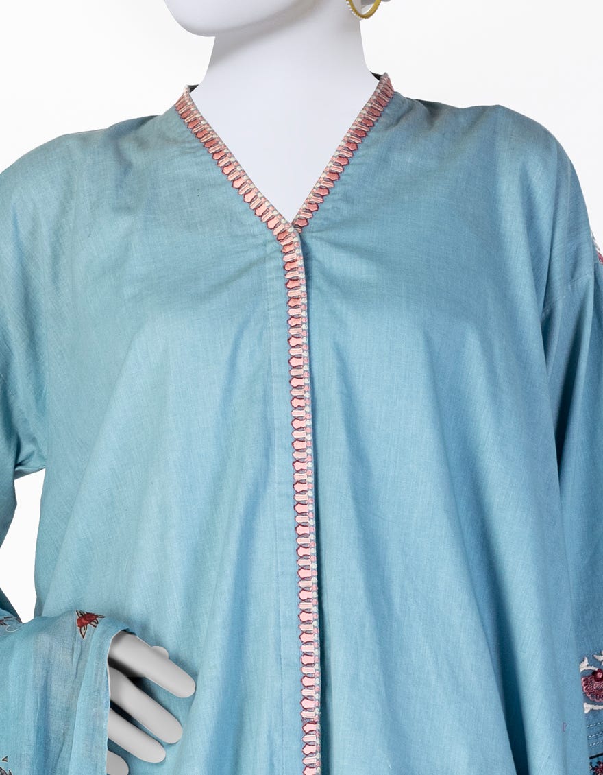 BLUE LAWN EMBROIDERED 3PC STITCHED