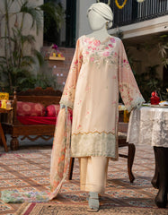 CREAM CHIFFON EMBROIDERED 3PC STITCHED