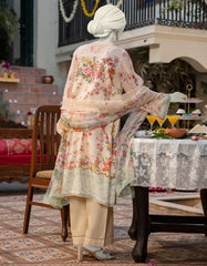 CREAM CHIFFON EMBROIDERED 3PC STITCHED
