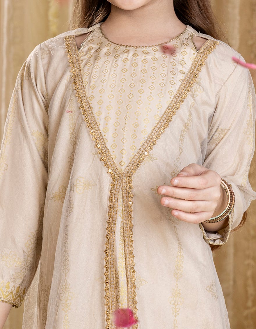BEIGE SILK EMBROIDERED 3PC | JGK-S-JGP-25-1519