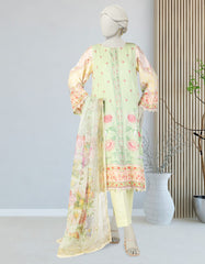 GREEN CHIFFON EMBROIDERED 3PC STITCHED