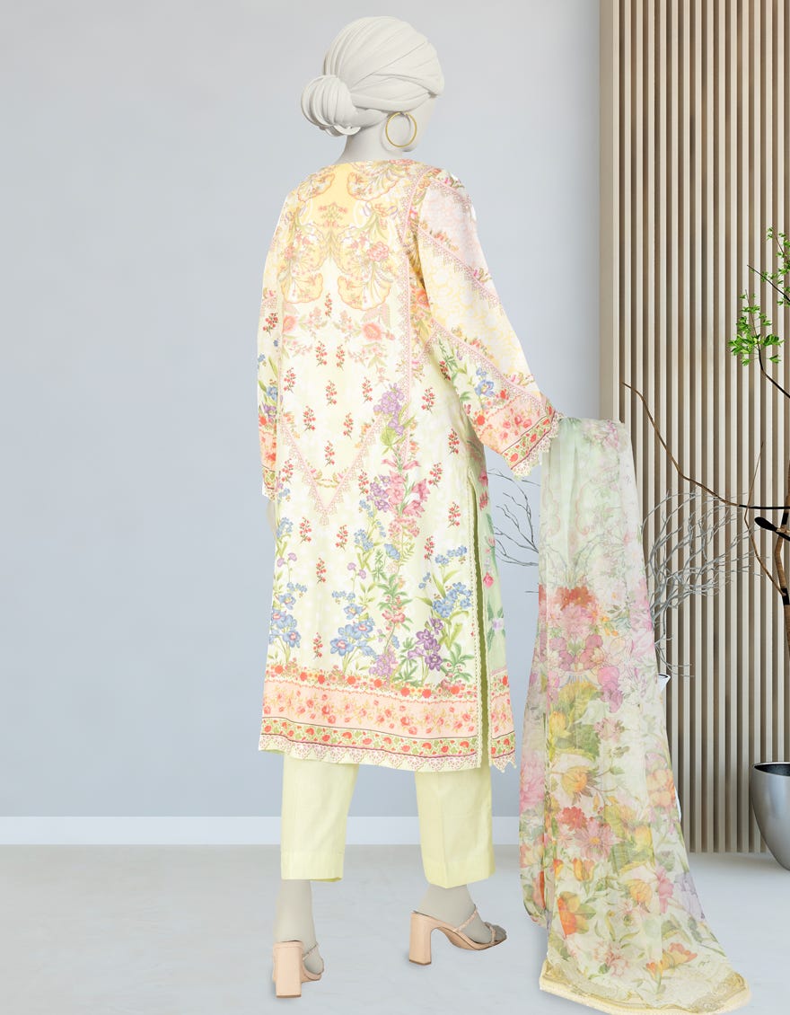 GREEN CHIFFON EMBROIDERED 3PC STITCHED