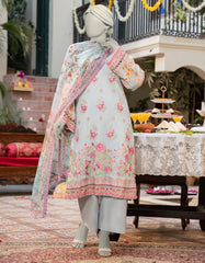 BLUE CHIFFON EMBROIDERED 3PC STITCHED