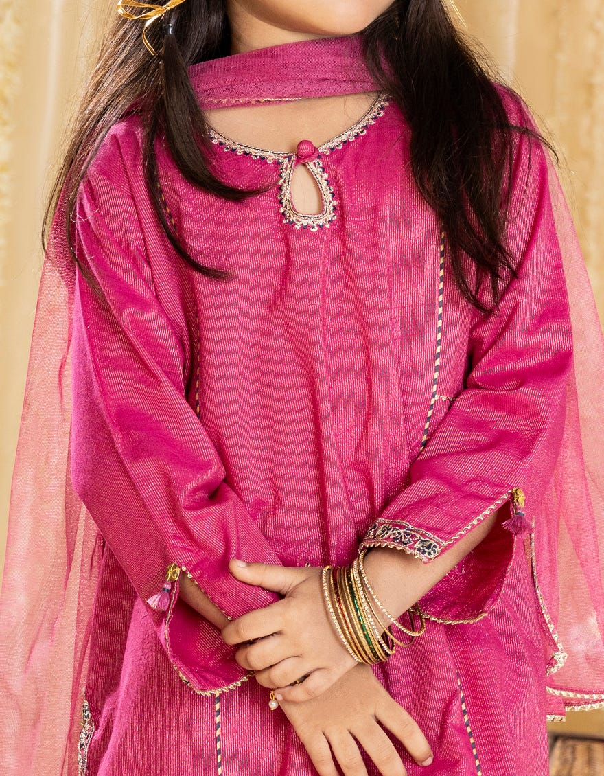 PINK DOBBY EMBROIDERED 3PC | JGKL-S-JGP-25-1539