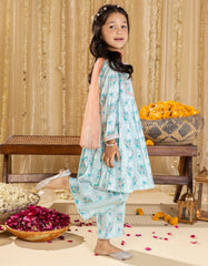 AQUA LAWN EMBROIDERED 3PC | JGK-S-JGP-25-1541
