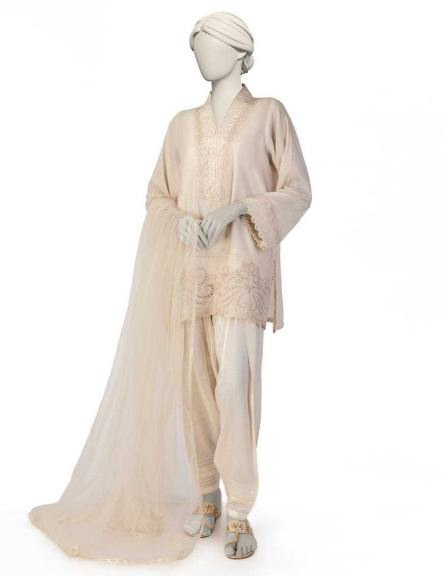 IVORY PAPER COTTON EMBROIDERED 3PC STITCHED