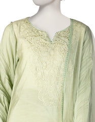 GREEN PAPER COTTON EMBROIDERED 3PC STITCHED