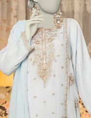 BLUE CHIFFON EMBROIDERED 3PC STITCHED