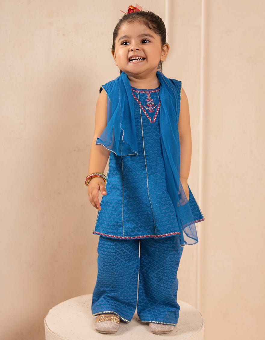 BLUE LAWN EMBROIDERED 3PC STITCHED