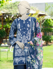 BLUE LAWN EMBROIDERED 3PC STITCHED