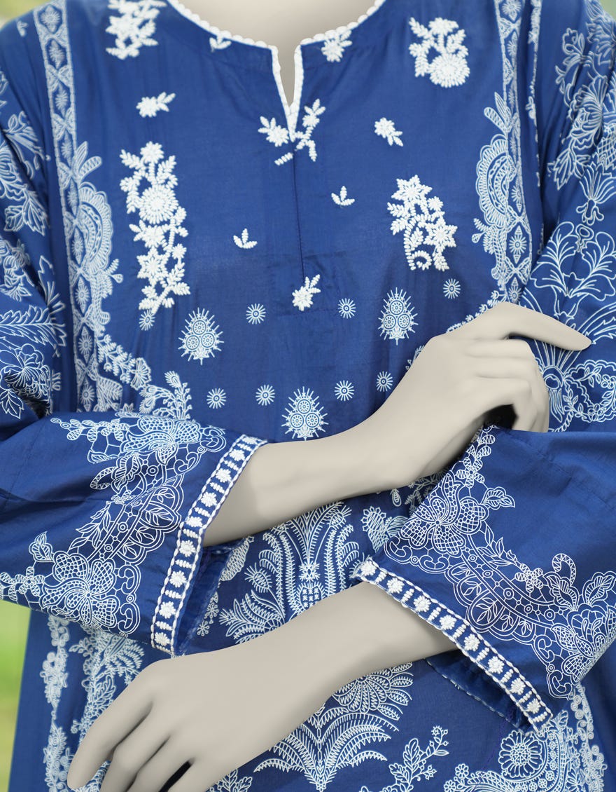 BLUE LAWN EMBROIDERED 3PC STITCHED