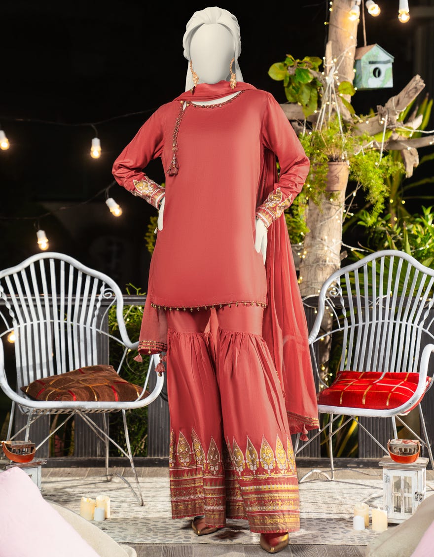 PEACH SILK DYED 3PC STITCHED