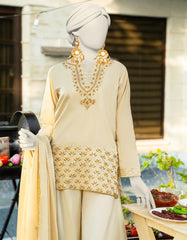 BEIGE SILK EMBROIDERED 3PC STITCHED