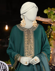 GREEN SILK EMBROIDERED 3PC STITCHED