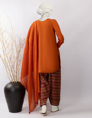 RUST LAWN EMBROIDERED 3PC STITCHED