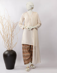 BEIGE LAWN EMBROIDERED 3PC STITCHED