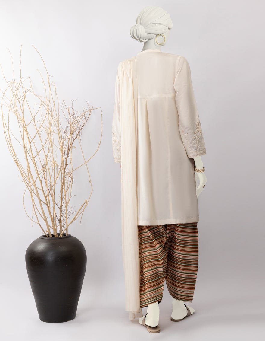 BEIGE LAWN EMBROIDERED 3PC STITCHED