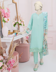 GREEN SILK EMBROIDERED 3PC STITCHED