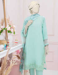 GREEN SILK EMBROIDERED 3PC STITCHED