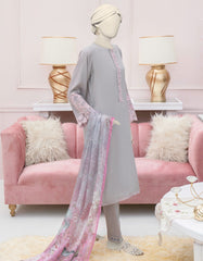 GREY SILK EMBROIDERED 3PC STITCHED