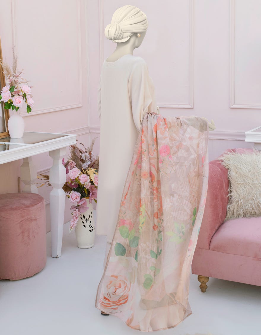 BEIGE SILK EMBROIDERED 3PC STITCHED