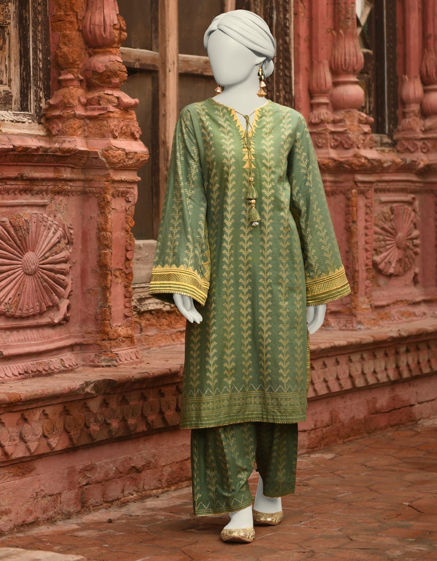 GREEN LAWN EMBROIDERED 2PC STITCHED | JLAWN-S-JST-25-2001
