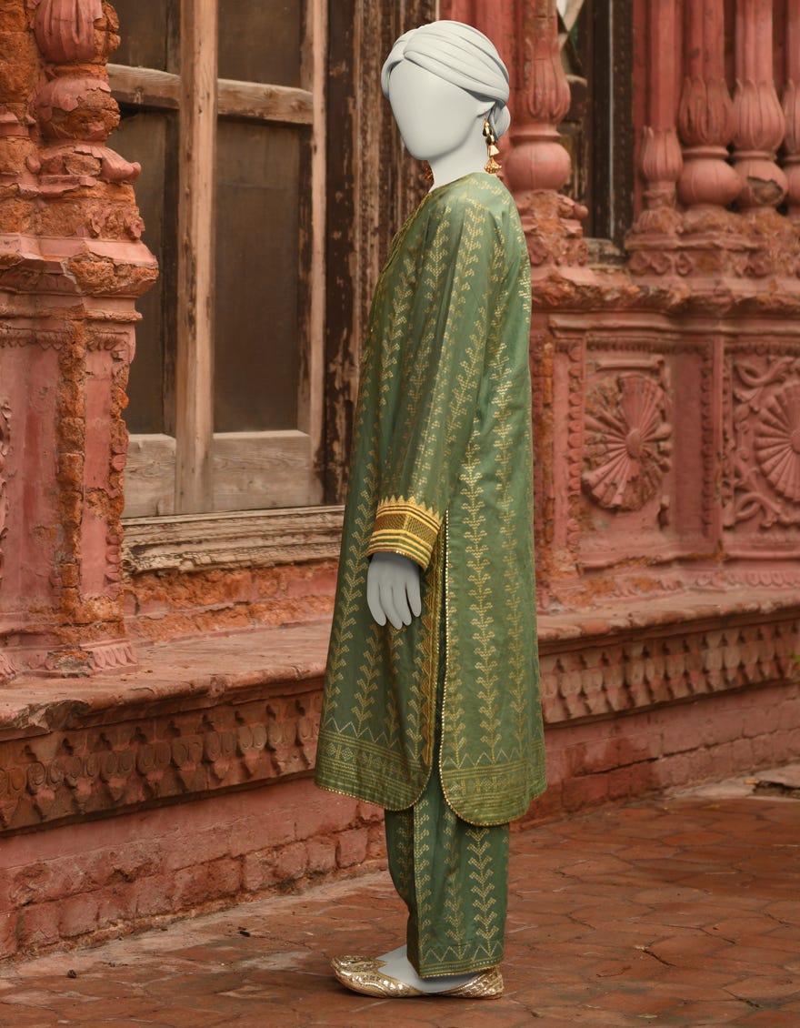 GREEN LAWN EMBROIDERED 2PC STITCHED | JLAWN-S-JST-25-2001