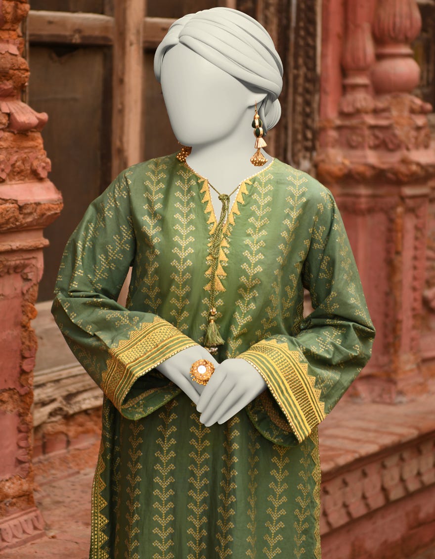 GREEN LAWN EMBROIDERED 2PC STITCHED | JLAWN-S-JST-25-2001