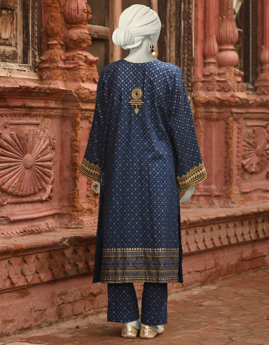 BLUE LAWN EMBROIDERED 2PC STITCHED | JLAWN-S-JST-25-2003