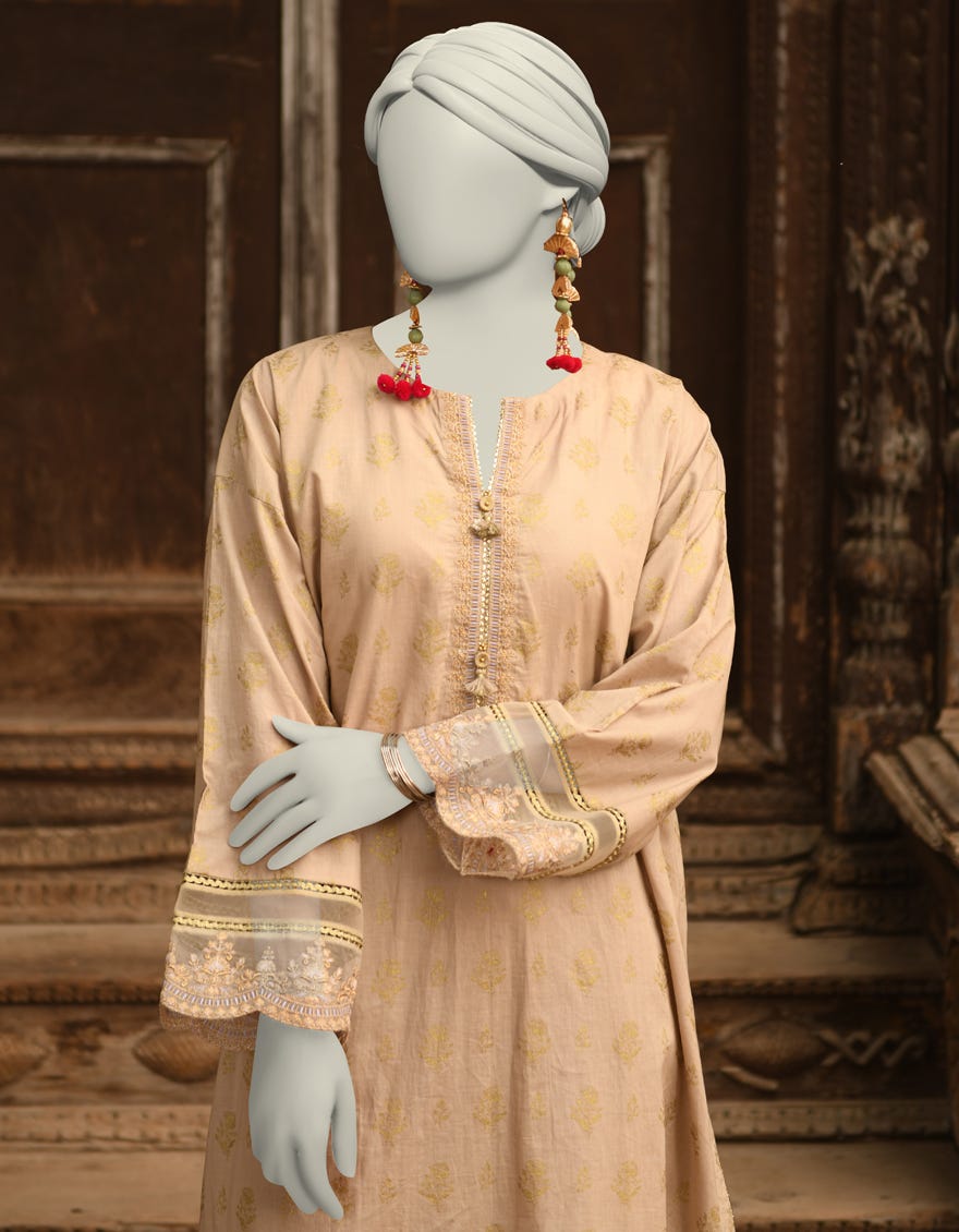 BEIGE LAWN EMBROIDERED 2PC STITCHED | JLAWN-S-JST-25-2009
