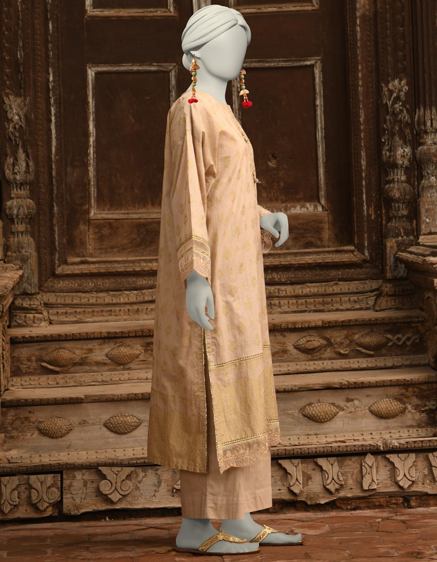 BEIGE LAWN EMBROIDERED 2PC STITCHED | JLAWN-S-JST-25-2009