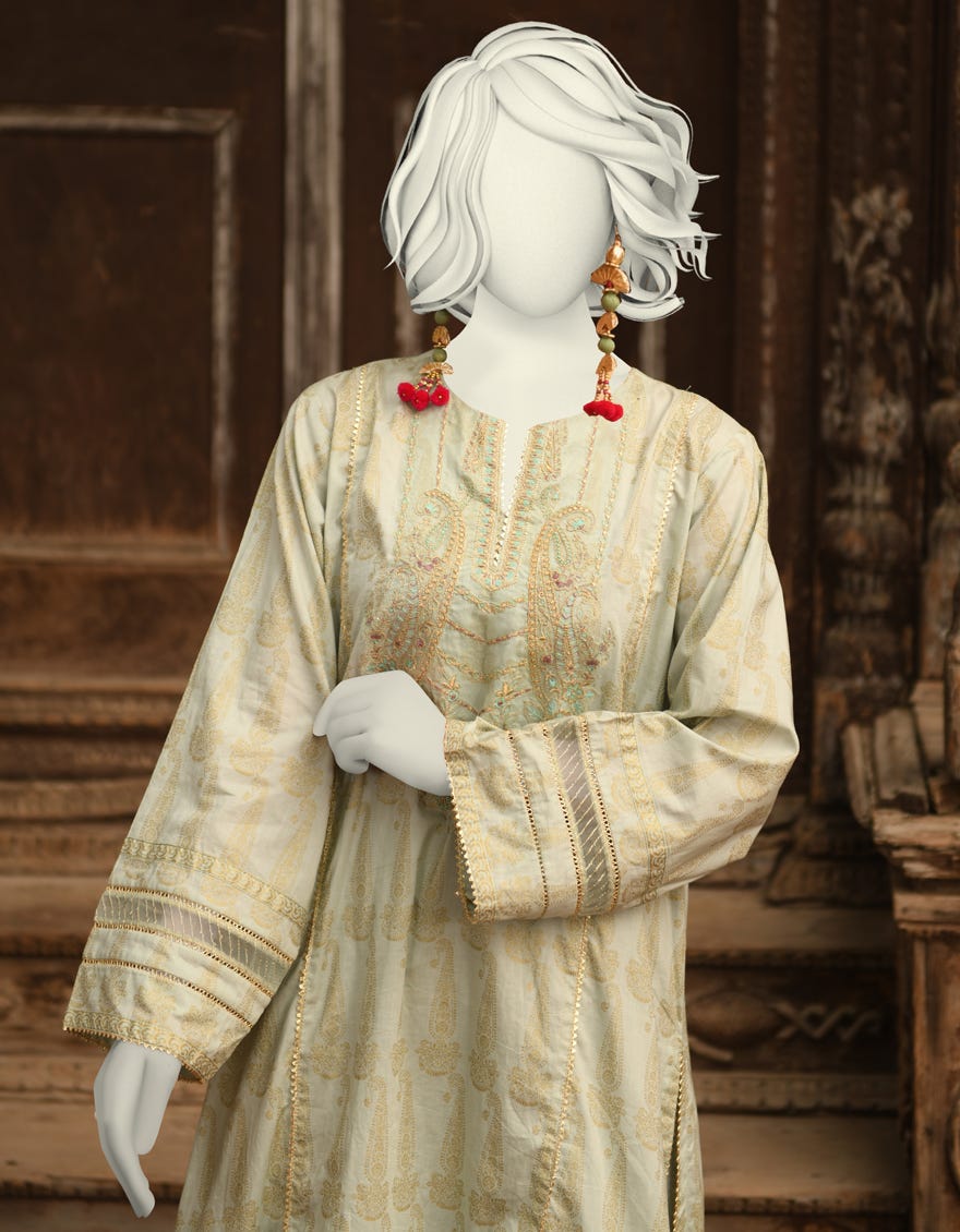 GREEN LAWN EMBROIDERED 2PC STITCHED | JLAWN-S-JST-25-2012