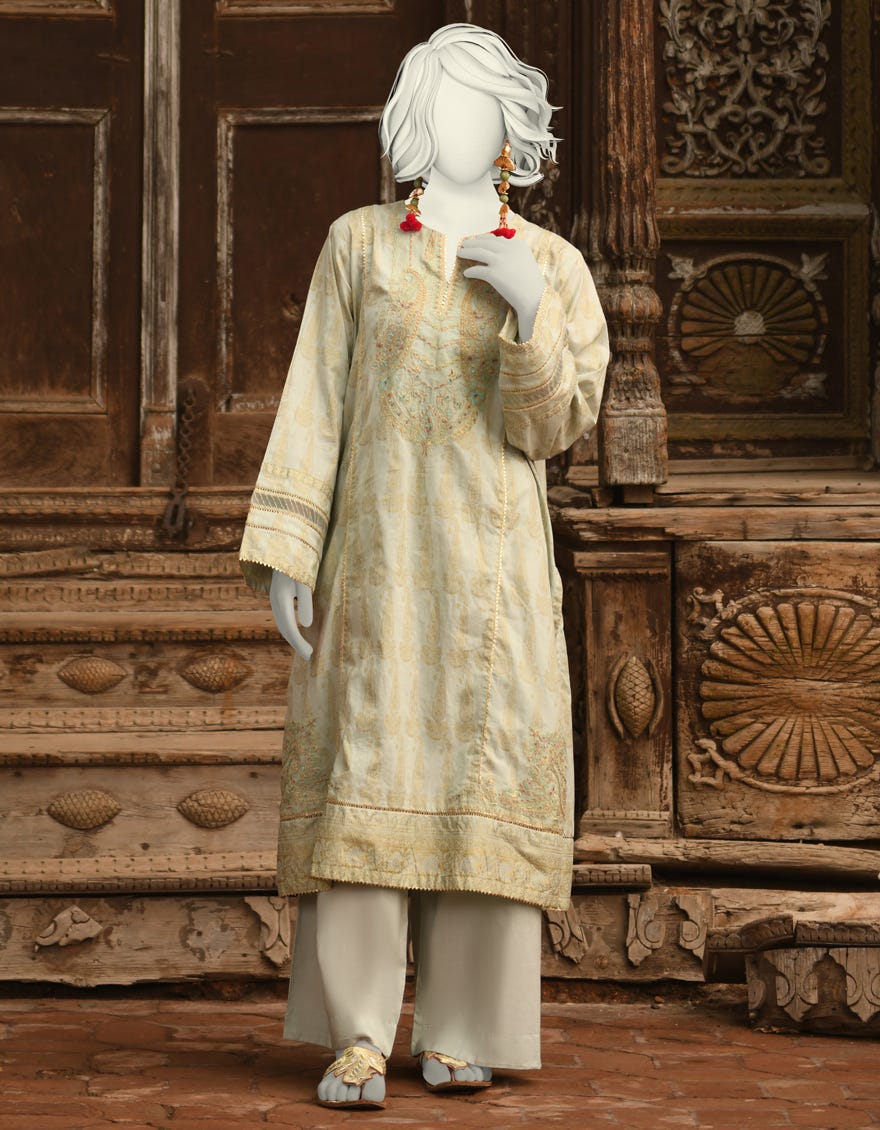 GREEN LAWN EMBROIDERED 2PC STITCHED | JLAWN-S-JST-25-2012