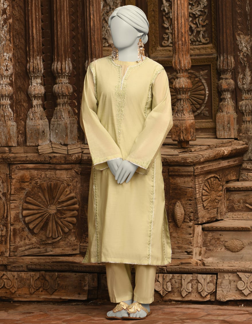 GREEN PAPER COTTON EMBROIDERED 2PC STITCHED | JLAWN-S-JST-25-2013