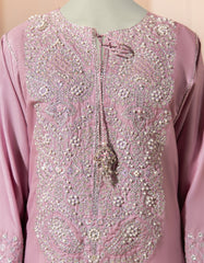 LILAC RAW SILK EMBROIDERED KURTI