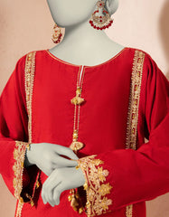RED ORGANZA EMBROIDERED KURTI