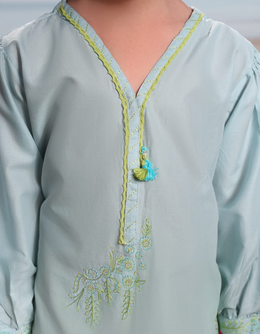 BLUE LAWN EMBROIDERED KURTI | JGLK-S-JGS-25-2508