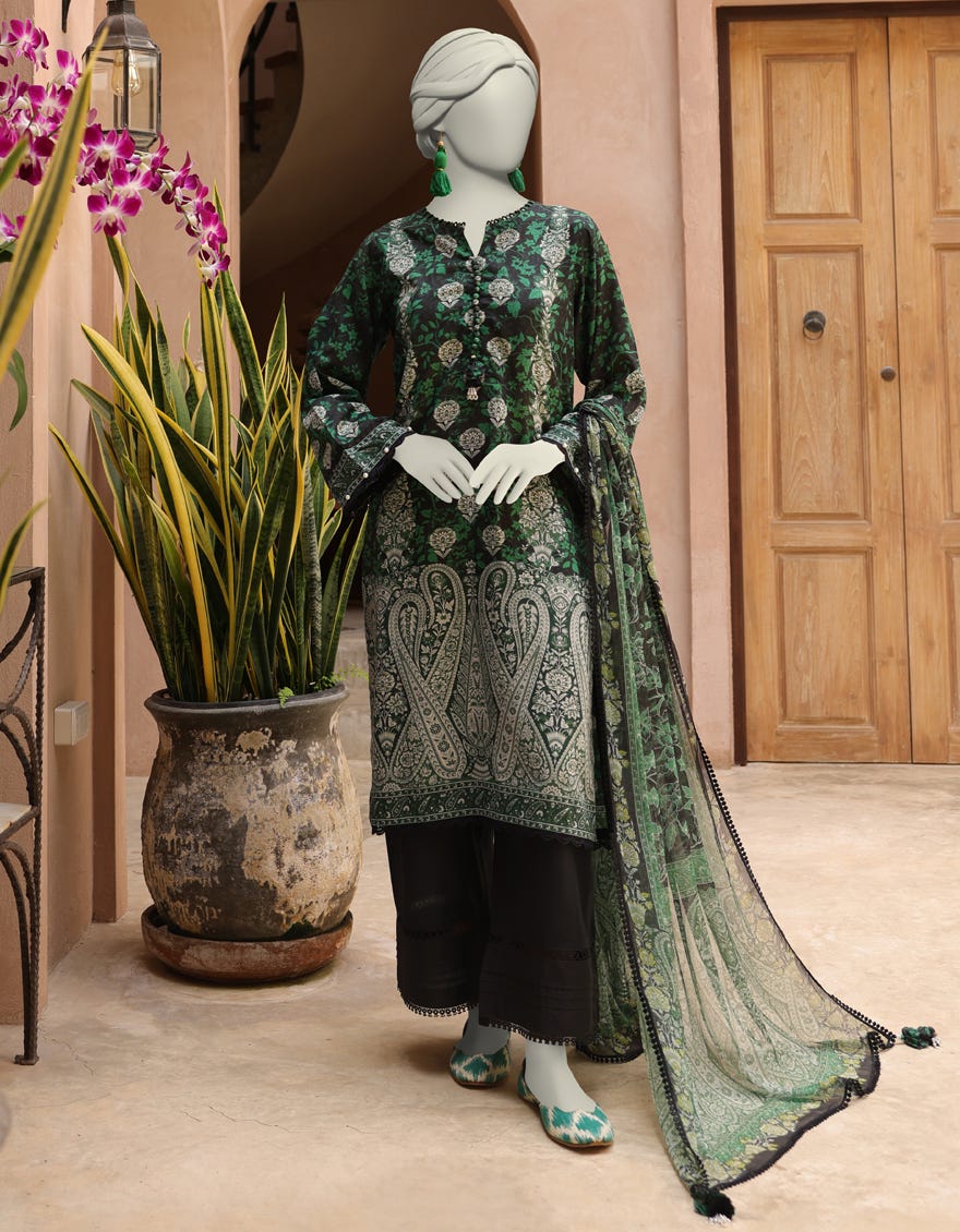 MULTICOLOR LAWN PRINTED UNSTITCHED 3PC | JLAWN-S-25-3003