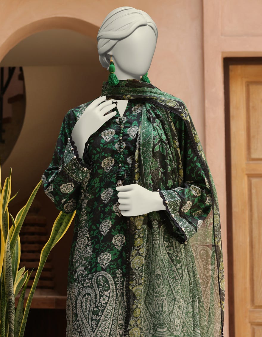 MULTICOLOR LAWN PRINTED UNSTITCHED 3PC | JLAWN-S-25-3003