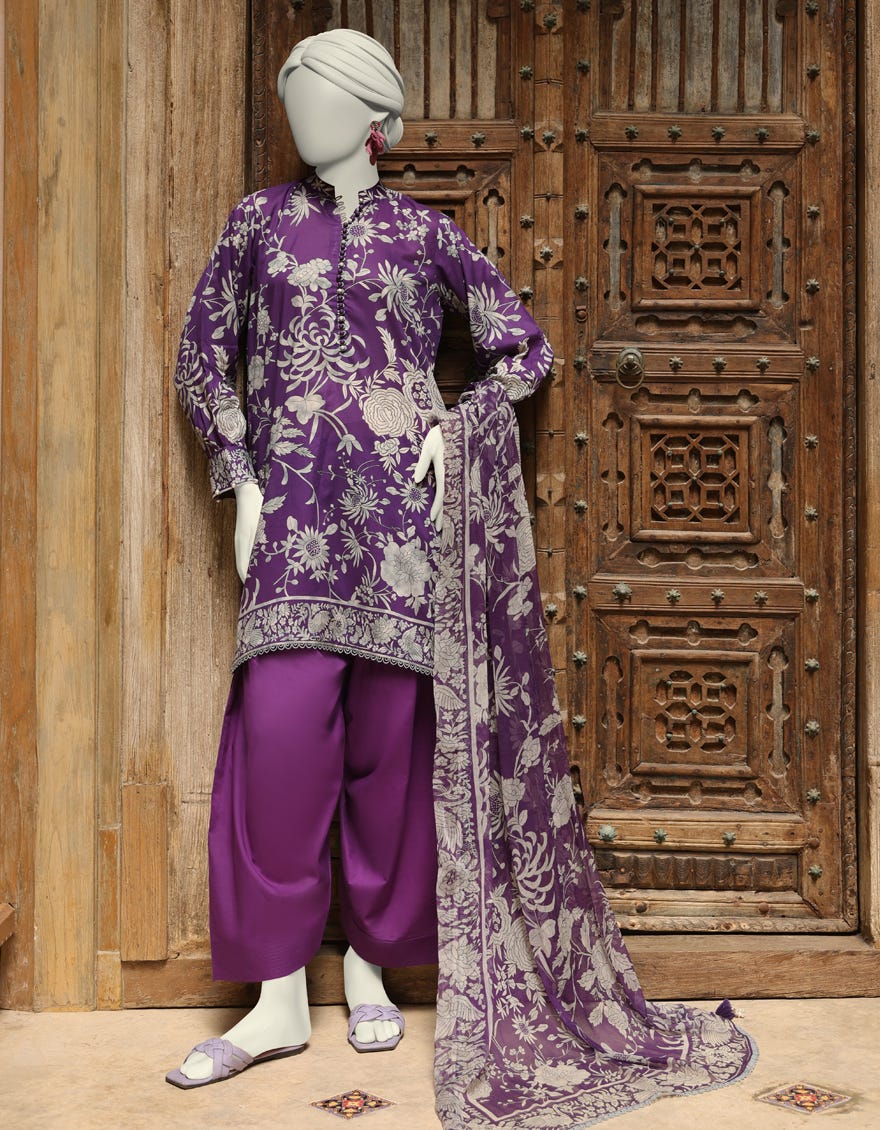 MULTICOLOR LAWN PRINTED UNSTITCHED 3PC | JLAWN-S-25-3008