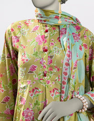 GREEN LAWN PRINTED UNSTITCHED 3PC | JLAWN-S-25-3049